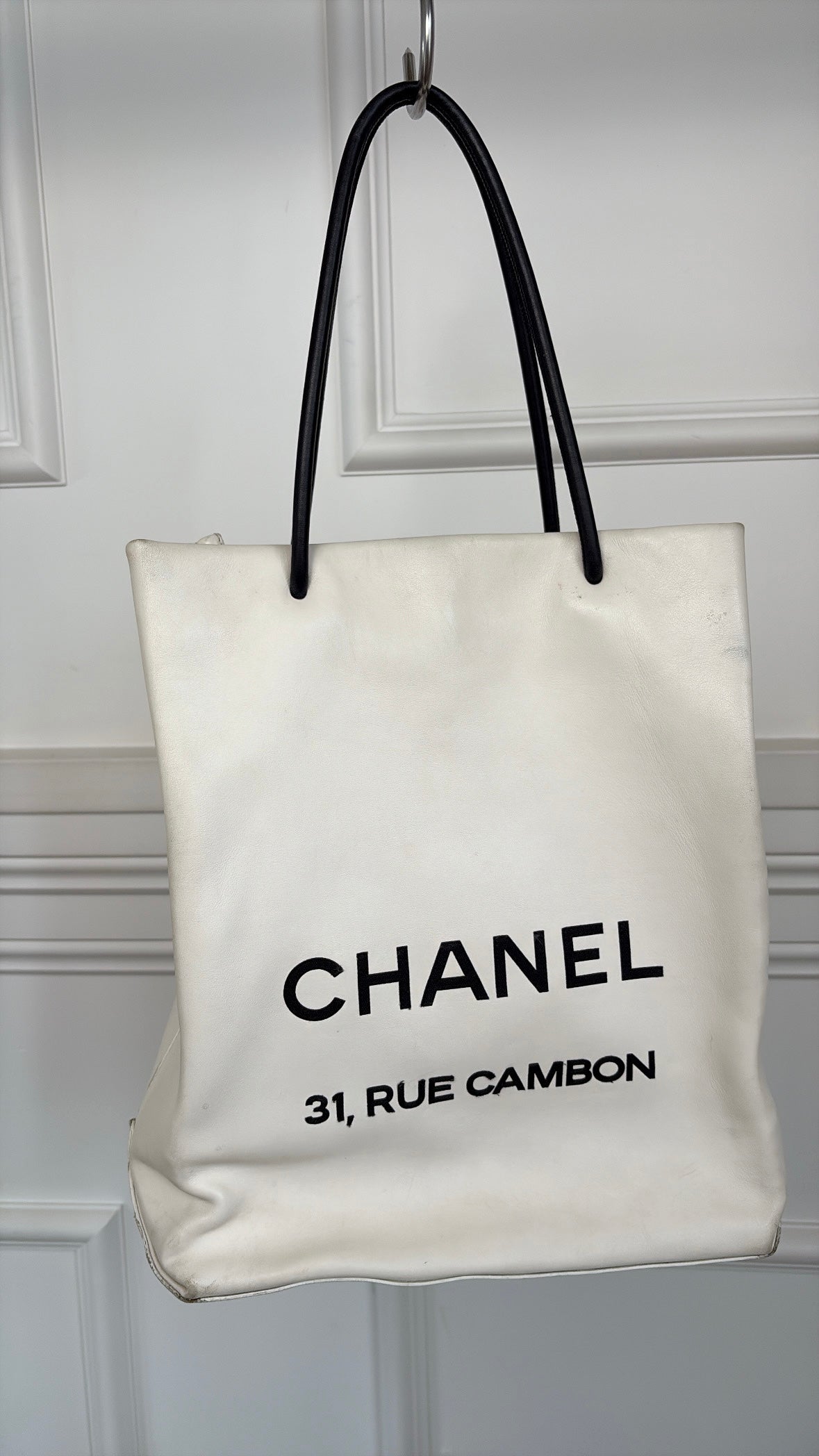 Chanel 31 Rue Cambon White Leather Shopping Bag