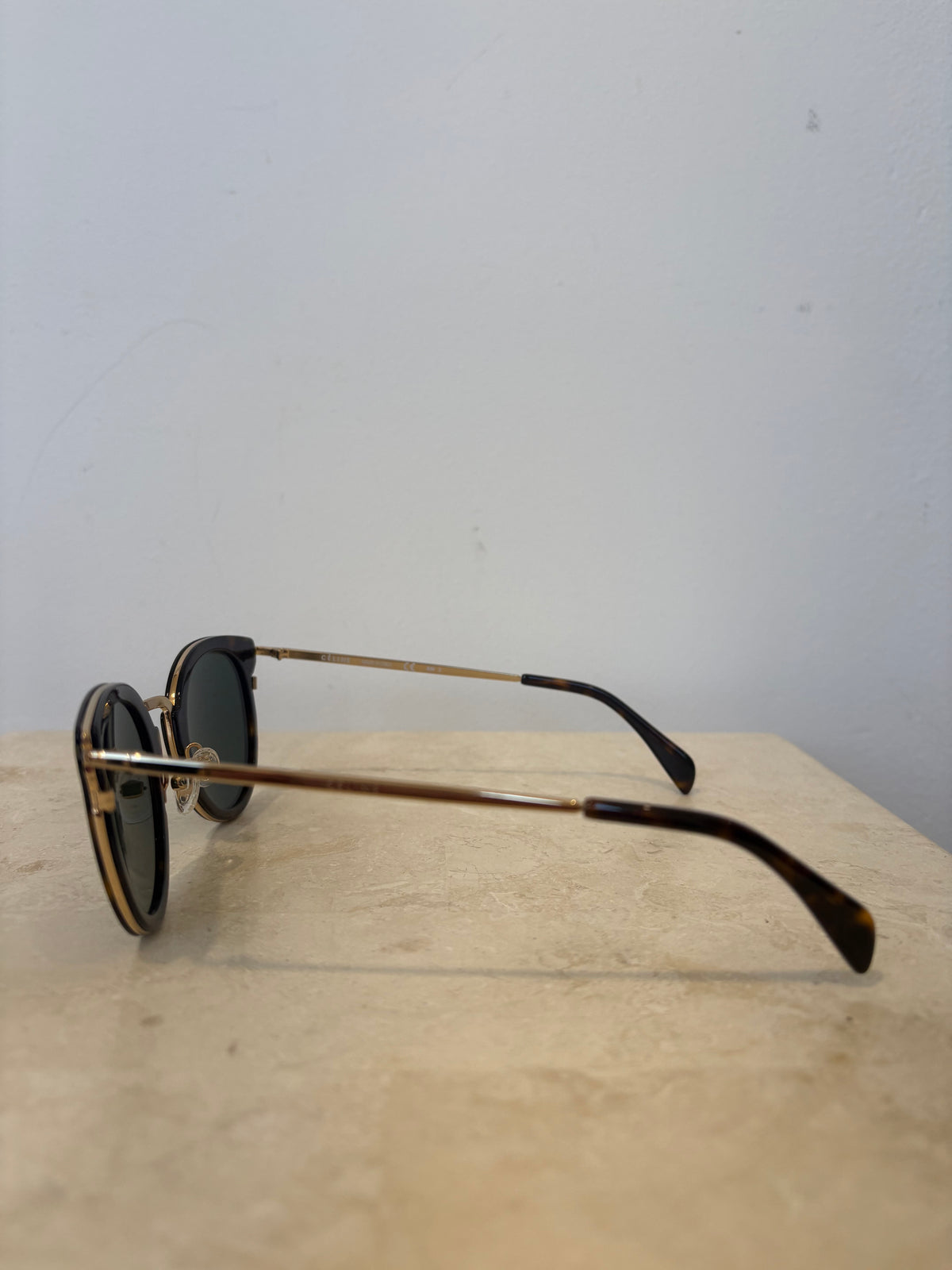 Celine Tortoishell Sunglasses With Gold Hardware