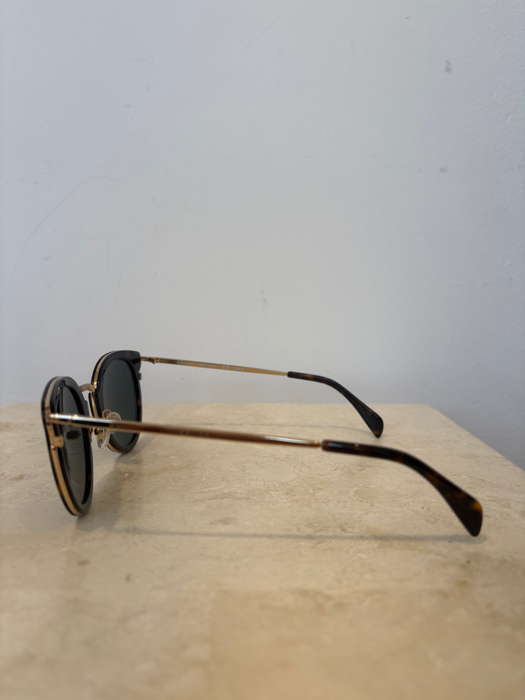 Celine Tortoishell Sunglasses With Gold Hardware