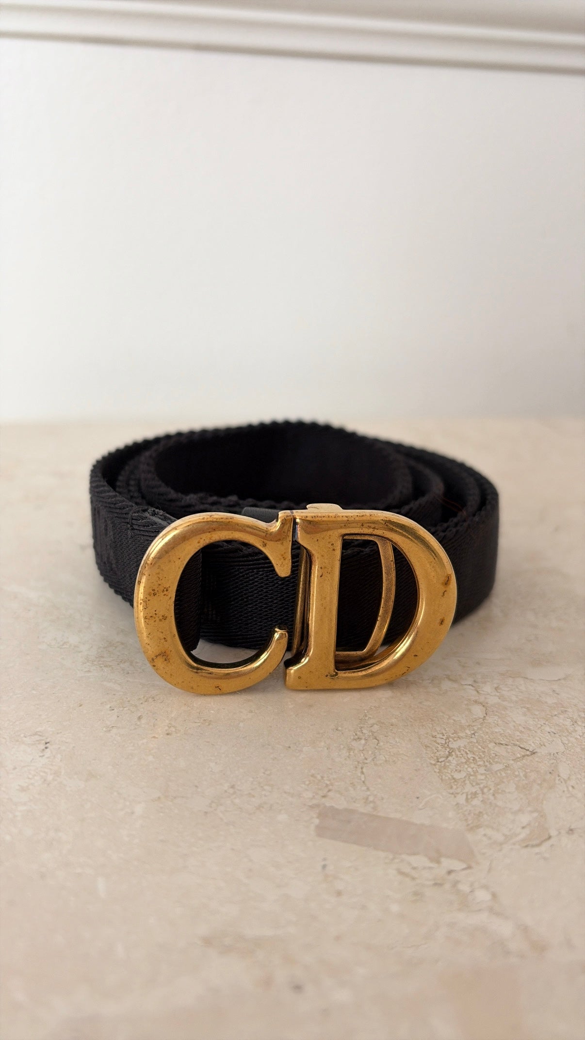 Dior Black Logo Canvas Strap Belt