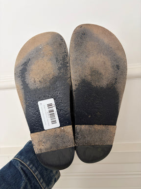 Chanel Navy Sueded Denim Dad Sandals, 38