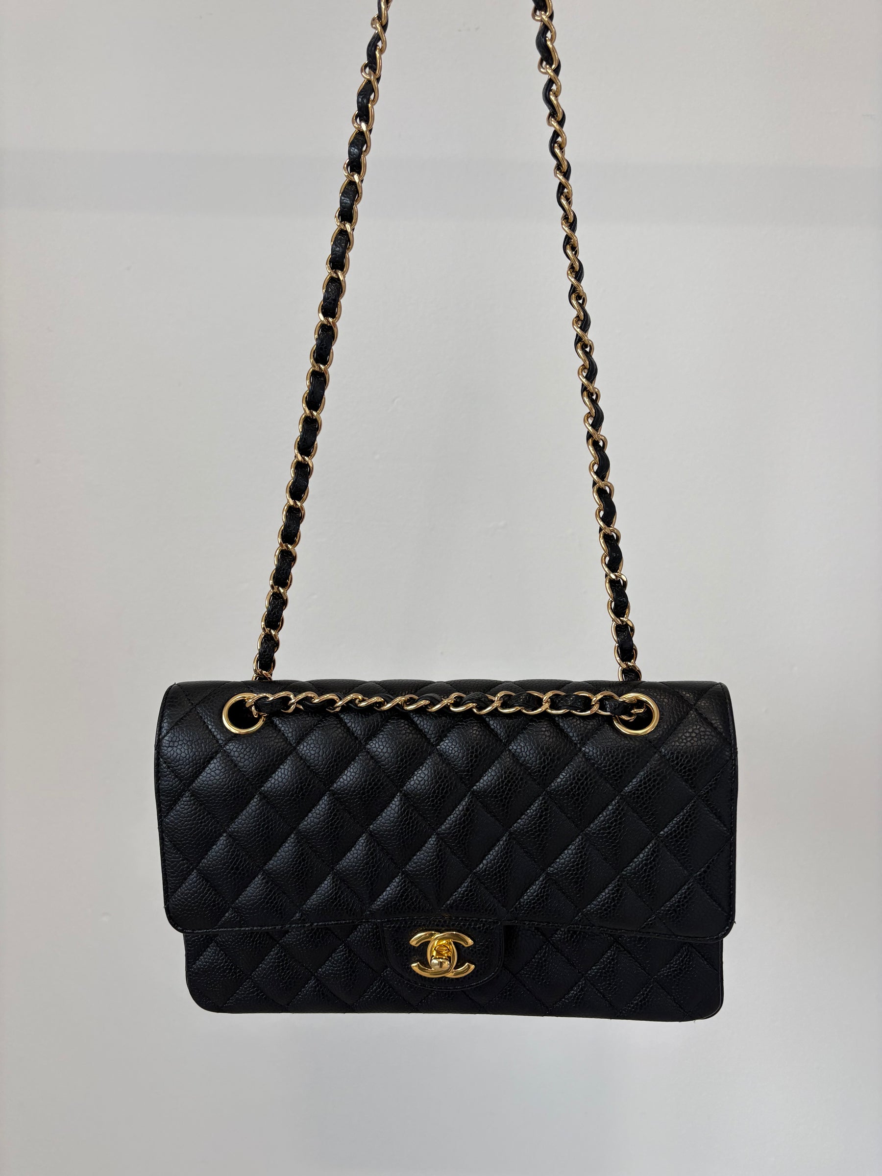 Chanel Black Caviar Leather Medium Classic Flap