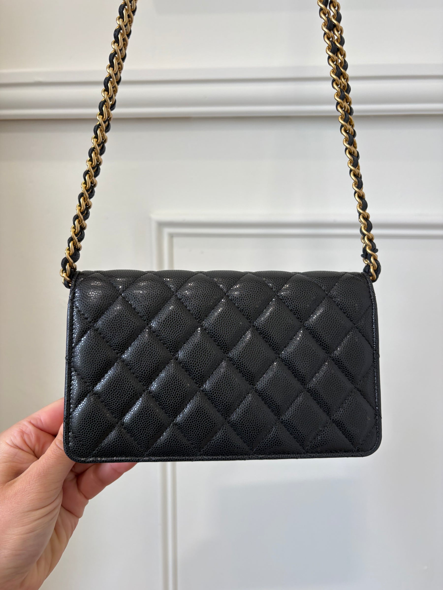 Chanel Black Caviar Leather Wallet on Chain