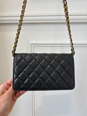 Chanel Black Caviar Leather Wallet on Chain