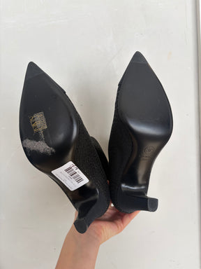 Chanel Black Textured Fabric Pointed Ankle Boot, 39.5 C