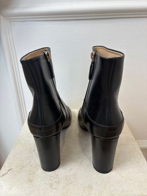 Chanel Black Leather Heeled Ankle Boots, 41 C