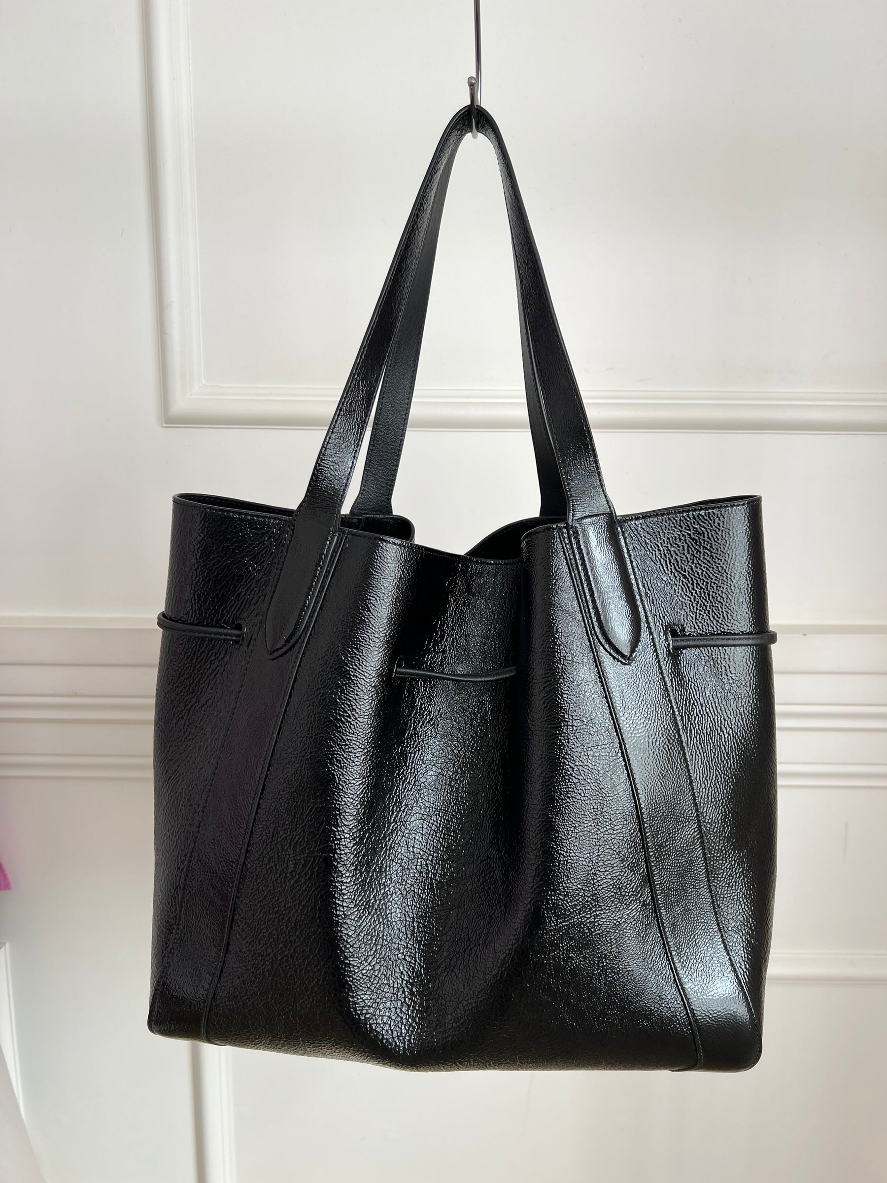 Mulberry Black Grained Patent Leather Millie Tote Bag
