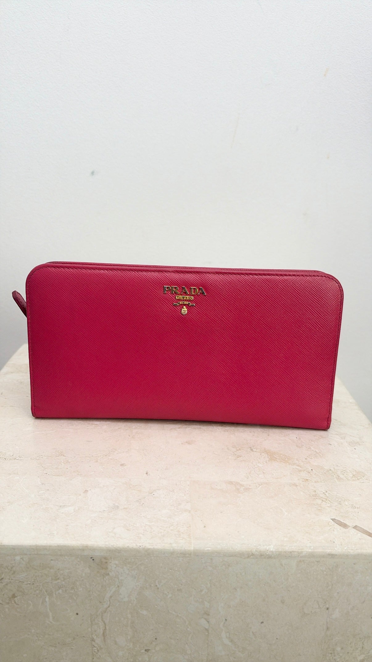 Prada Pink Saffiano Continental Wallet