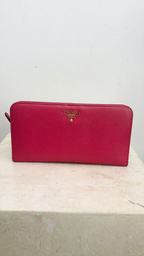 Prada Pink Saffiano Continental Wallet