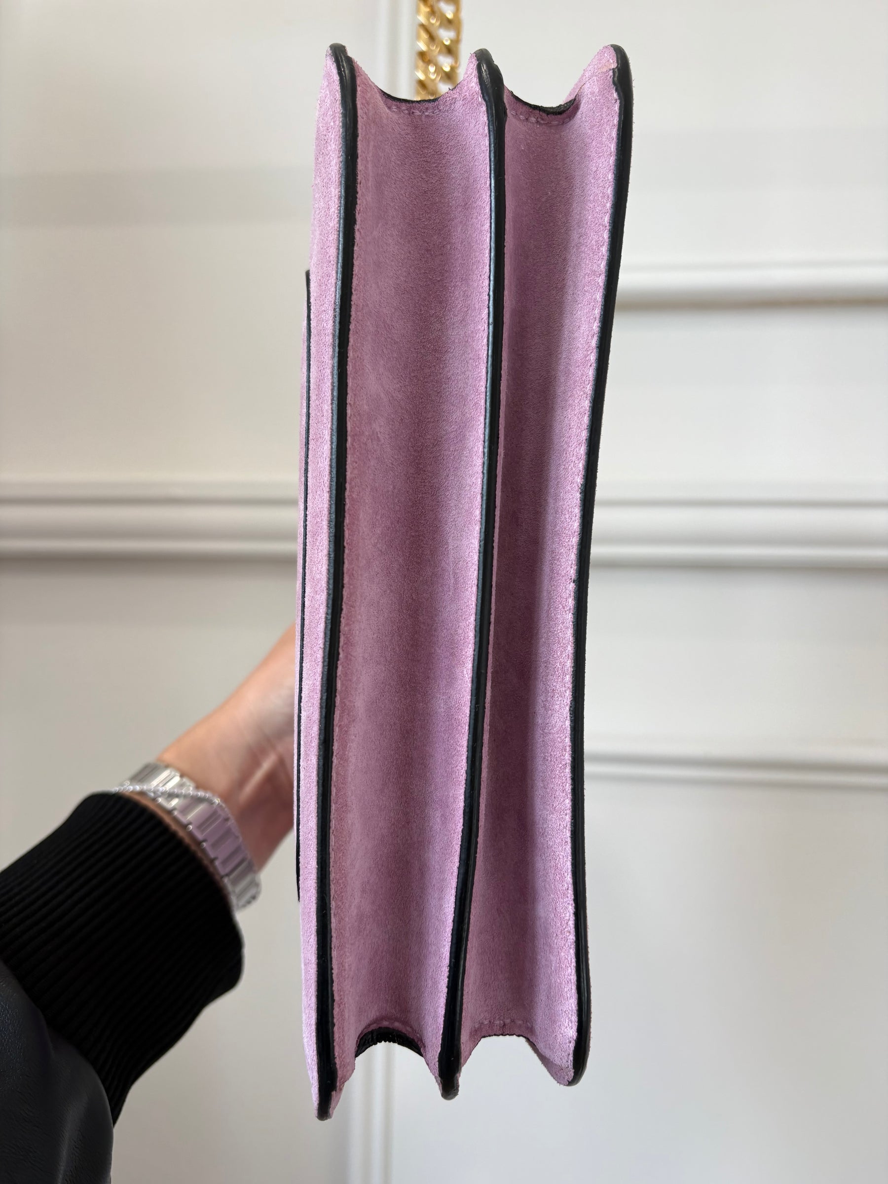 Victoria Beckham Mauve Suede Chain Shoulder Bag