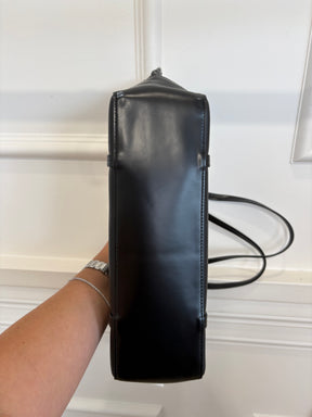 St Agni. Black Leather Slim Bateau Tote