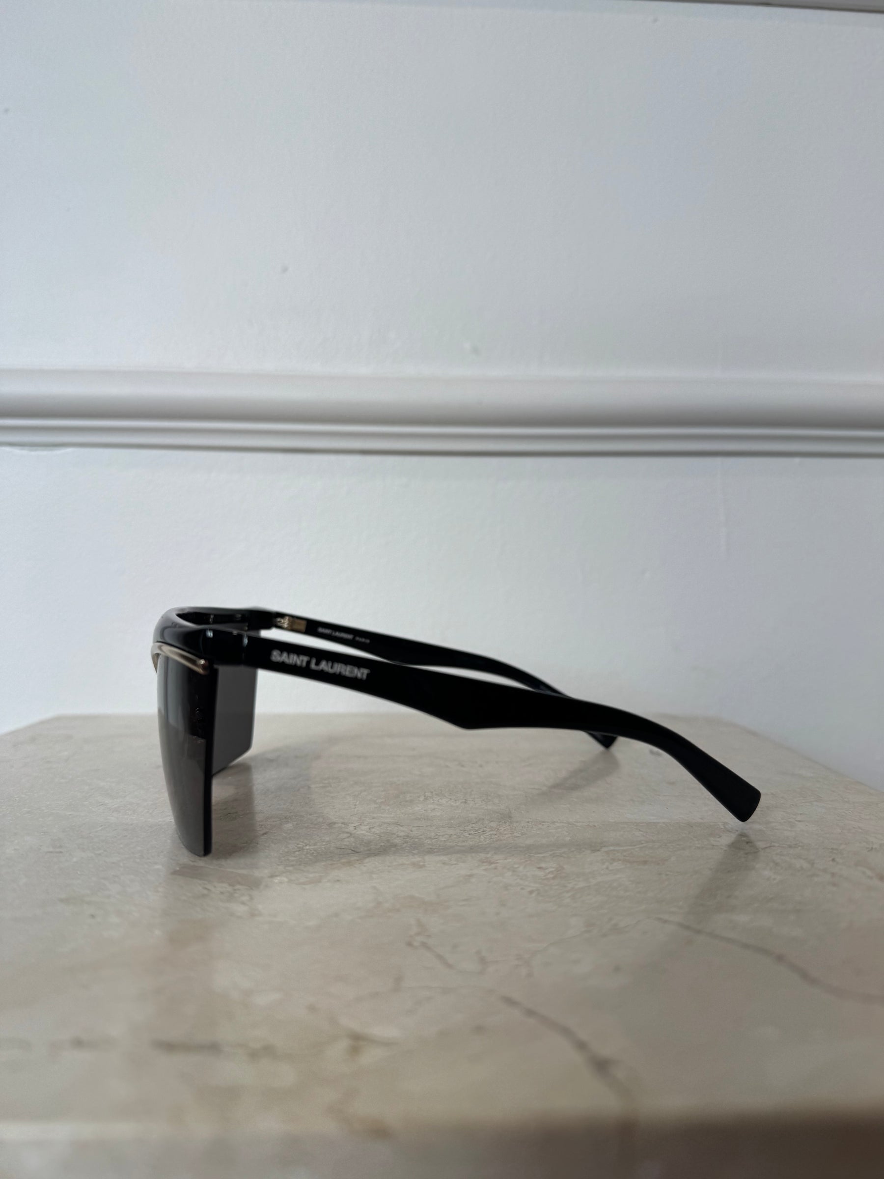 Saint Laurent Black Flat Top V Sunglasses