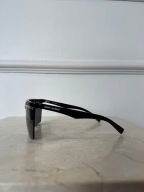 Saint Laurent Black Flat Top V Sunglasses
