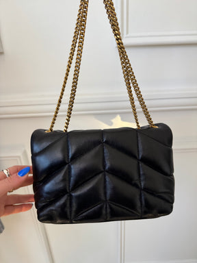 Saint Laurent Black Leather Mini Puffer Shoulder Bag