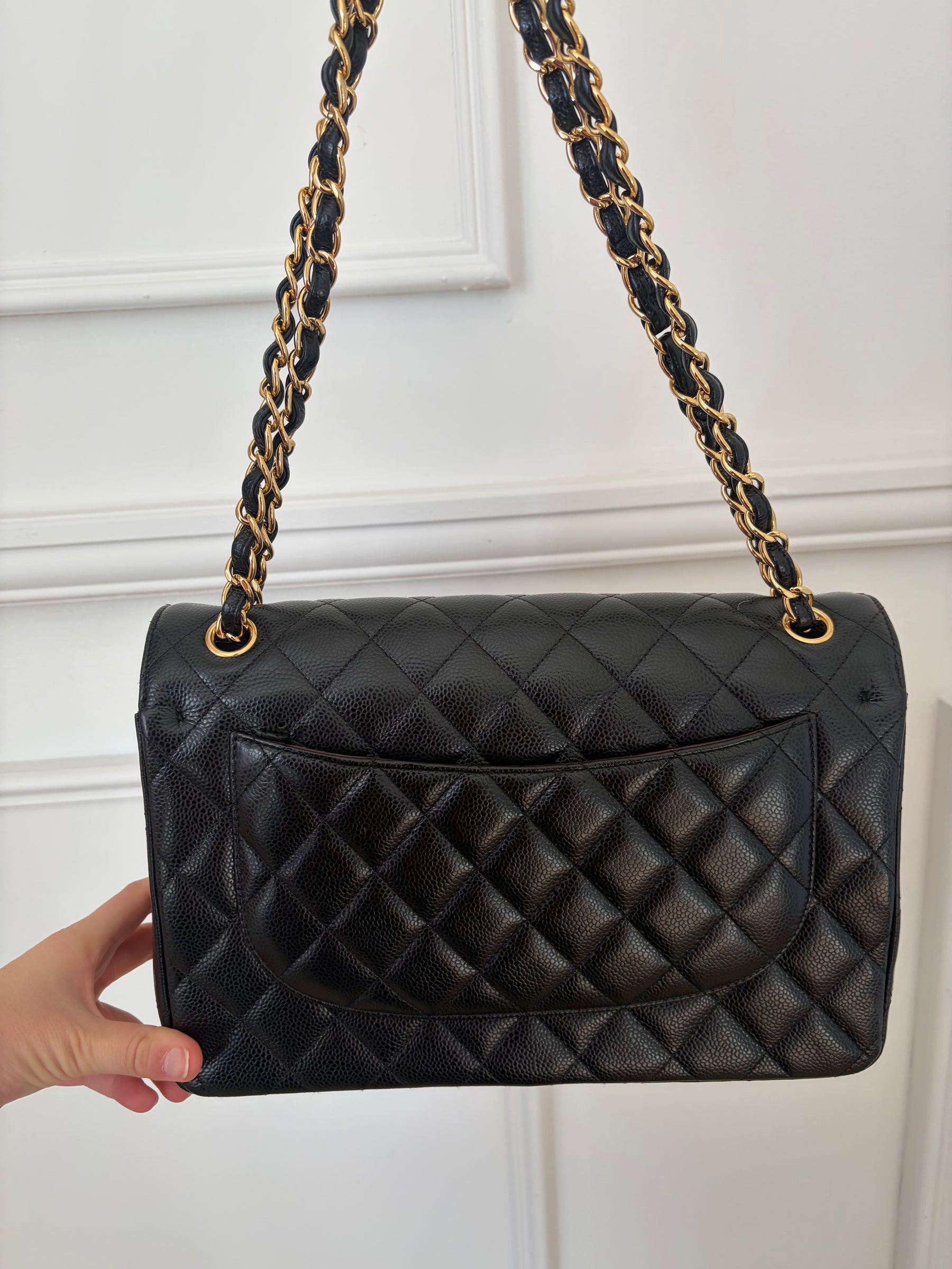 Chanel Black Caviar Leather Jumbo Classic Double Flap