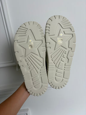 Dior Cream Leather Dioract Slides, 40