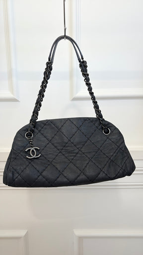 Chanel Charcoal Coated Quilted 'Mademoiselle Shoulder Bag