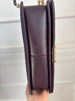 Chanel Aubergine Lambskin Leather Large Boy Bag