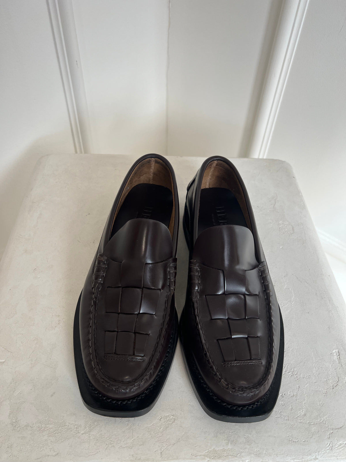 Hereu Brown Woven leather Loafers, 39