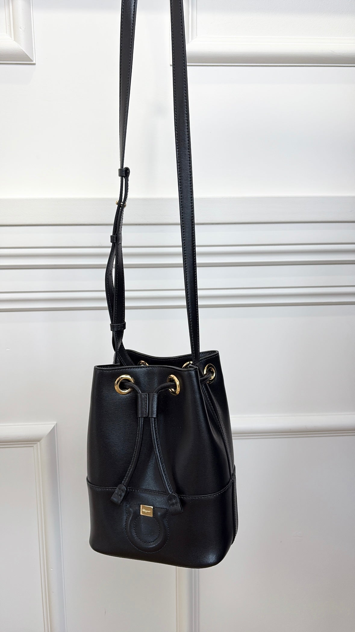 Salvatore Ferragamo Black Leather Bucket Bag