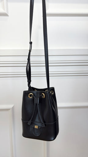 Salvatore Ferragamo Black Leather Bucket Bag