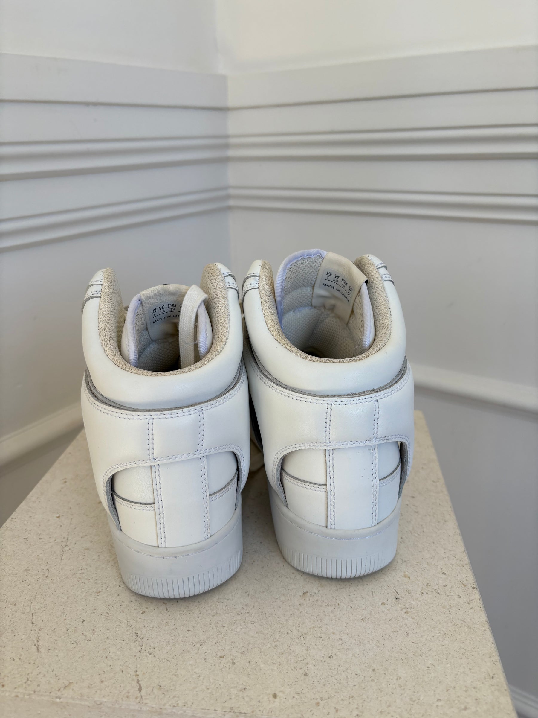 Isabel Marant White Leather High Top Sneaker, 39