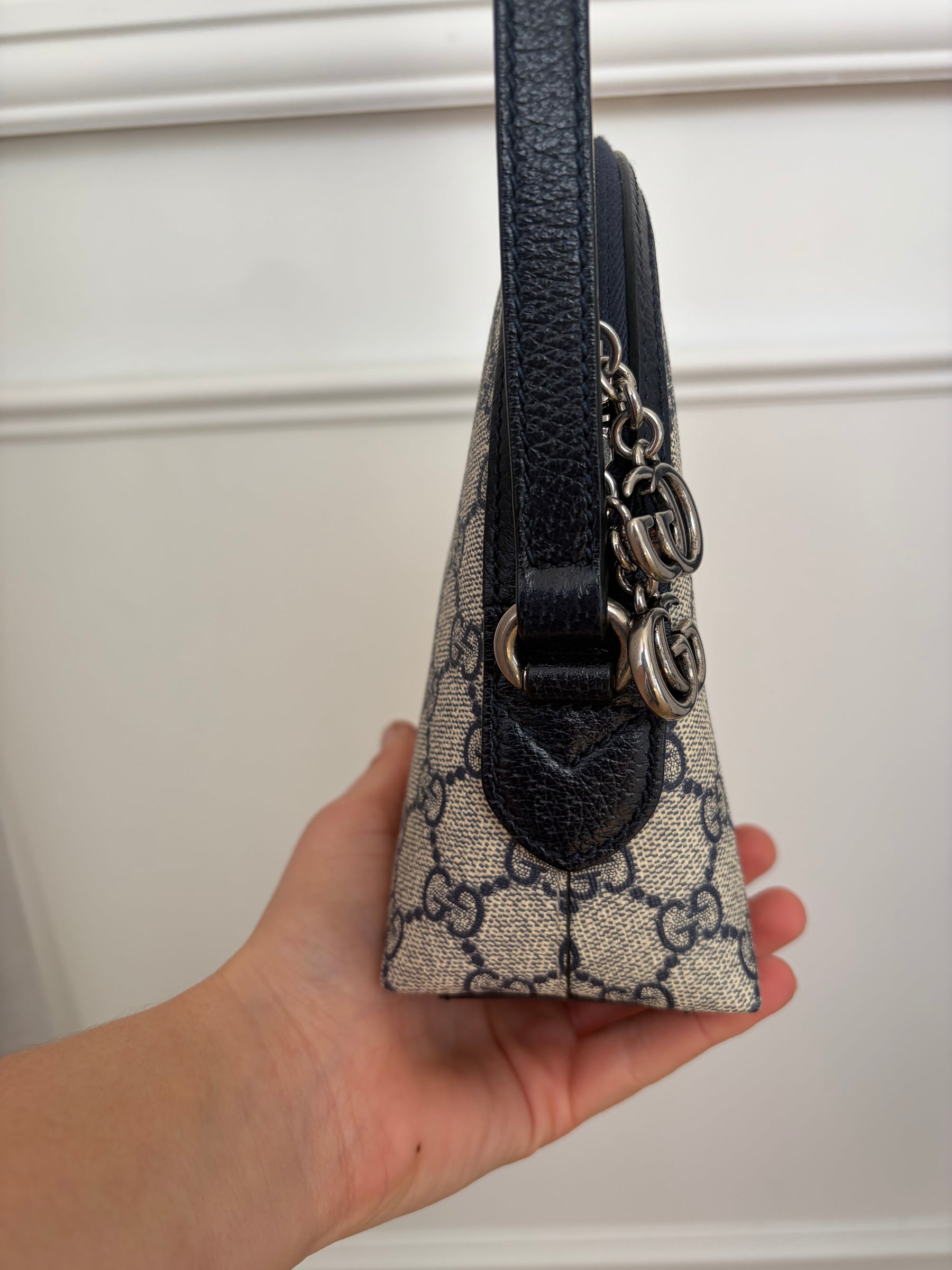 Gucci Navy Monogram Domed Ophidia Bag