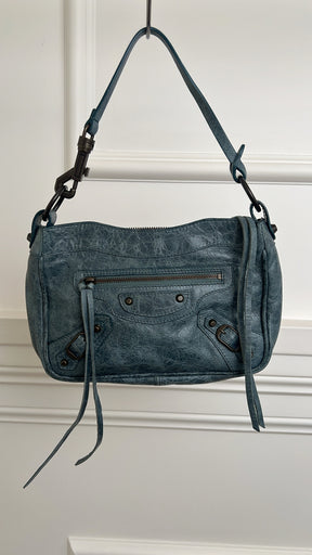Balenciaga Hip Leather Handbag Dusty Blue