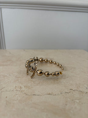 Chanel Gold Tone Ball Logo Hoops