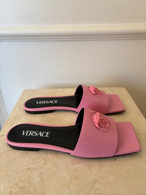 Versace Pink Madusa Head Slides, 35