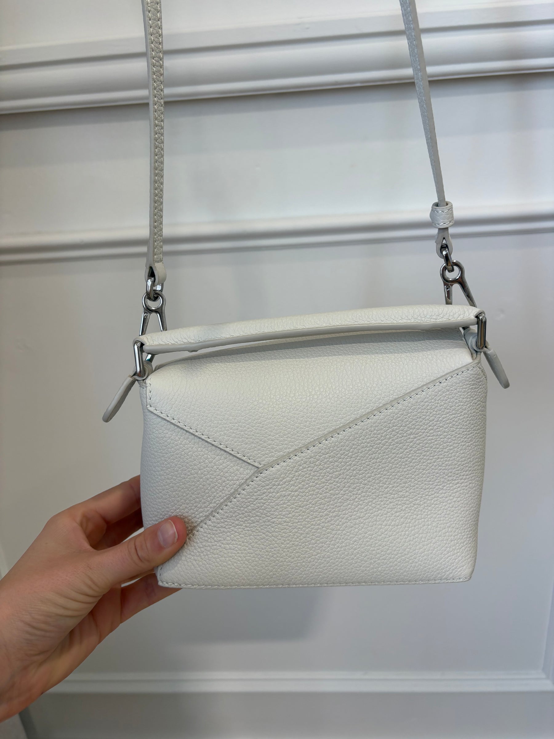 Loewe Chalk Grained Leather Mini Puzzle Edge Bag