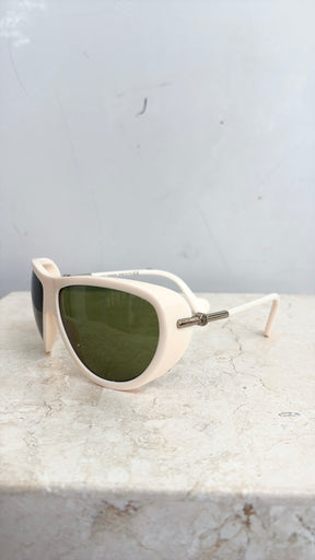 Moncler Ivory Frame Green Lense Sunglasses
