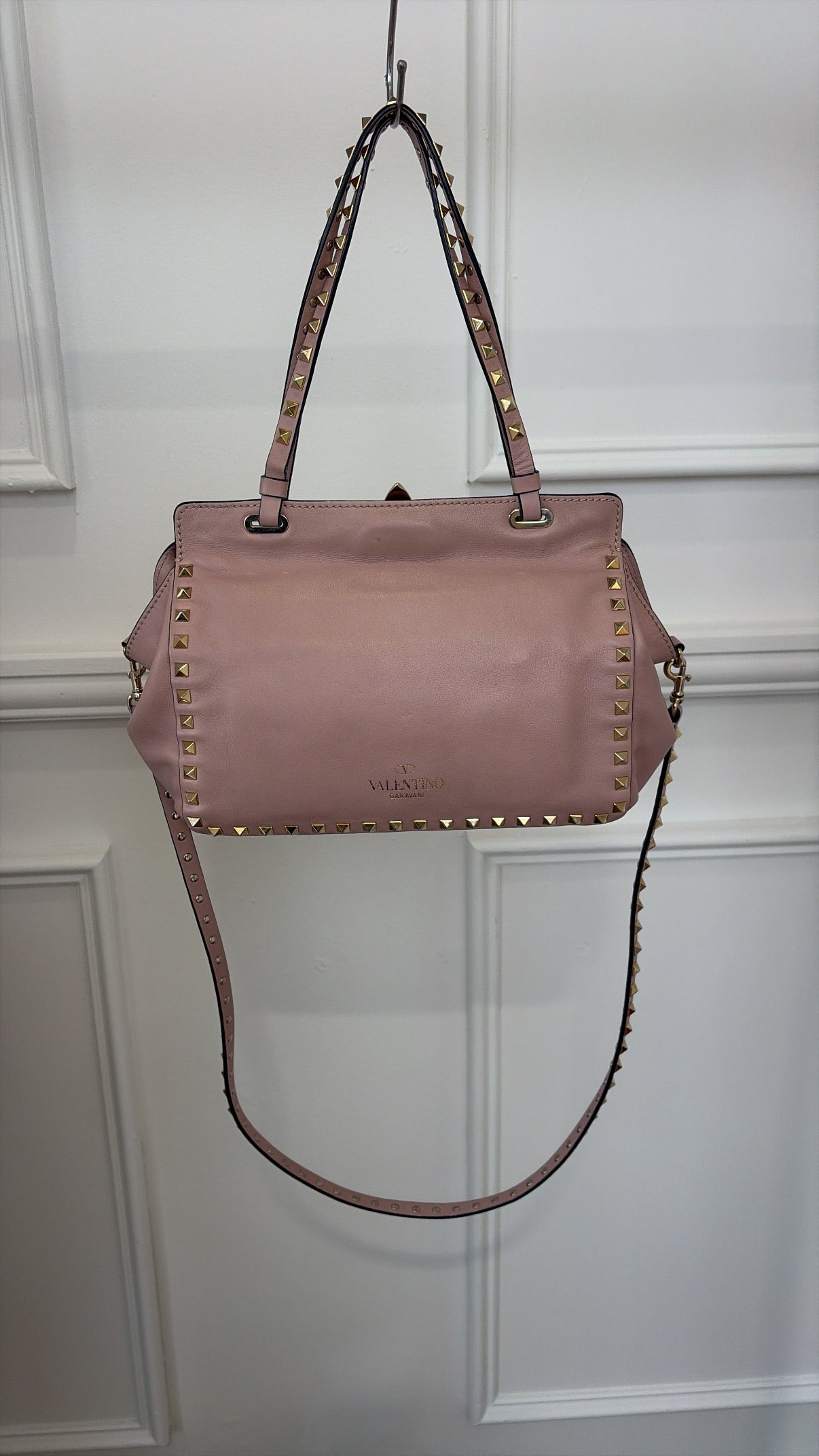Valentino Garavani Blush Leather Rockstud Tote Bag