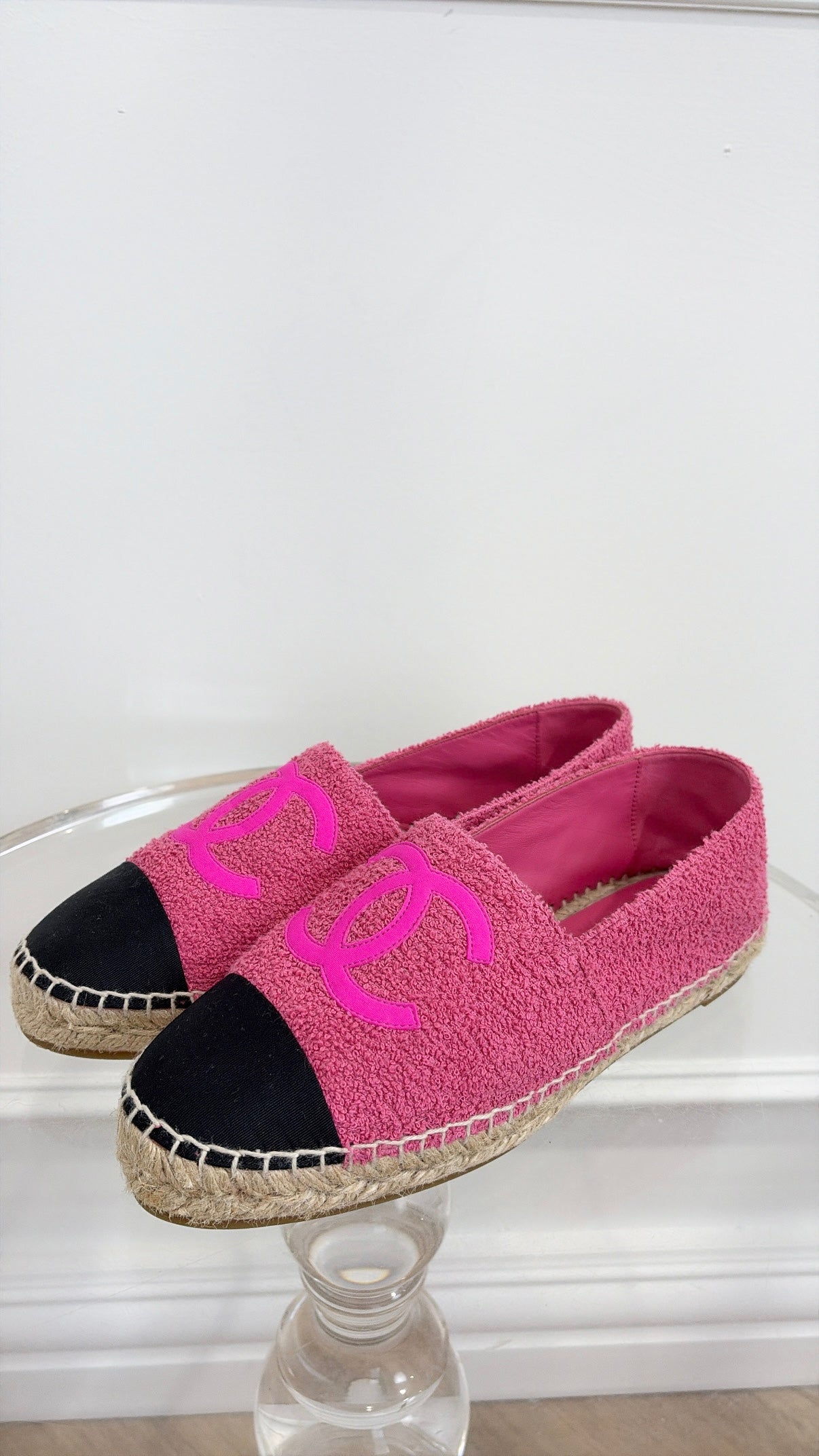 Chanel Pink Terry Logo Espadrilles, 41