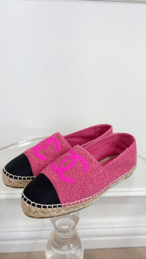 Chanel Pink Terry Logo Espadrilles, 41