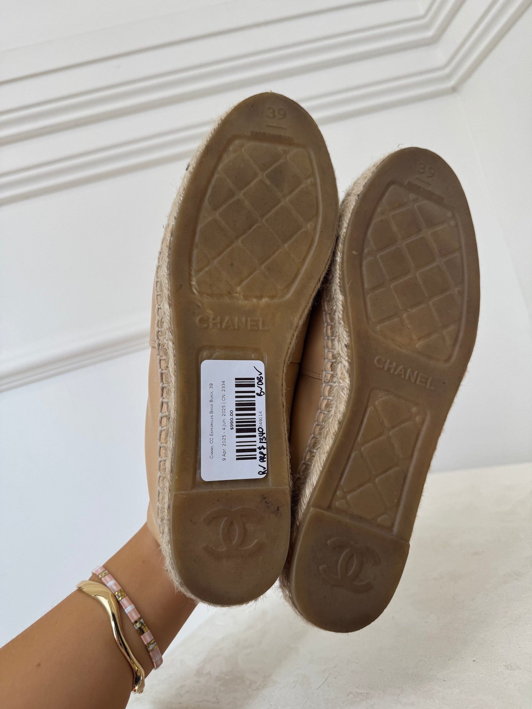 Chanel CC Espedrilles Beige Black, 39
