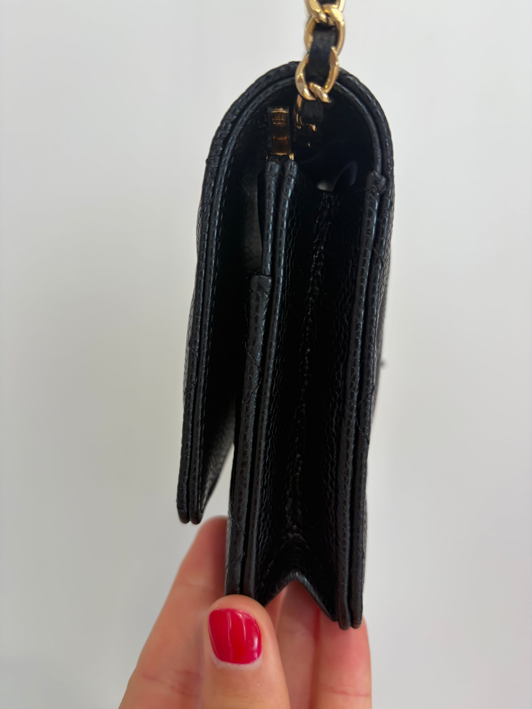 LAYBY PAYMENT 1/3 Chanel Black Caviar Leather Wallet on Chain $3325 remaining, SKU 067652