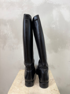 Prada Black Leather Knee High Boots, 40