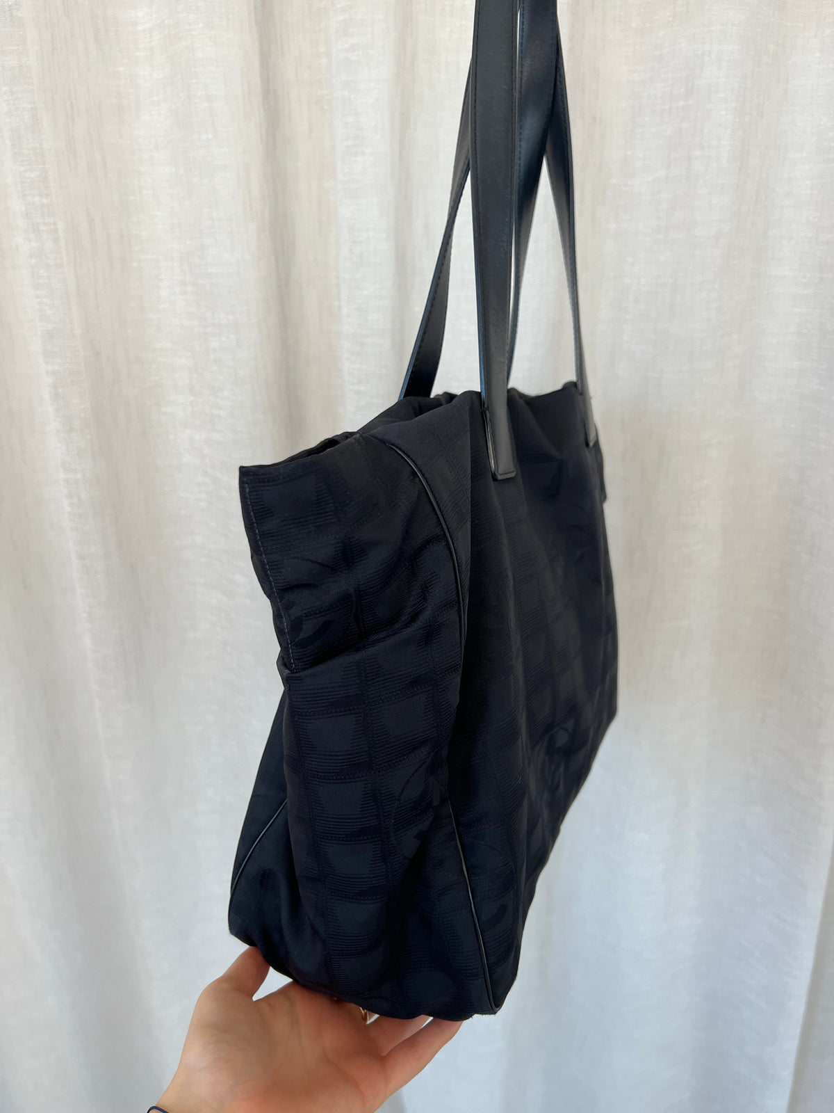 Chanel Black Nylon Logo 'Travel Line' Tote