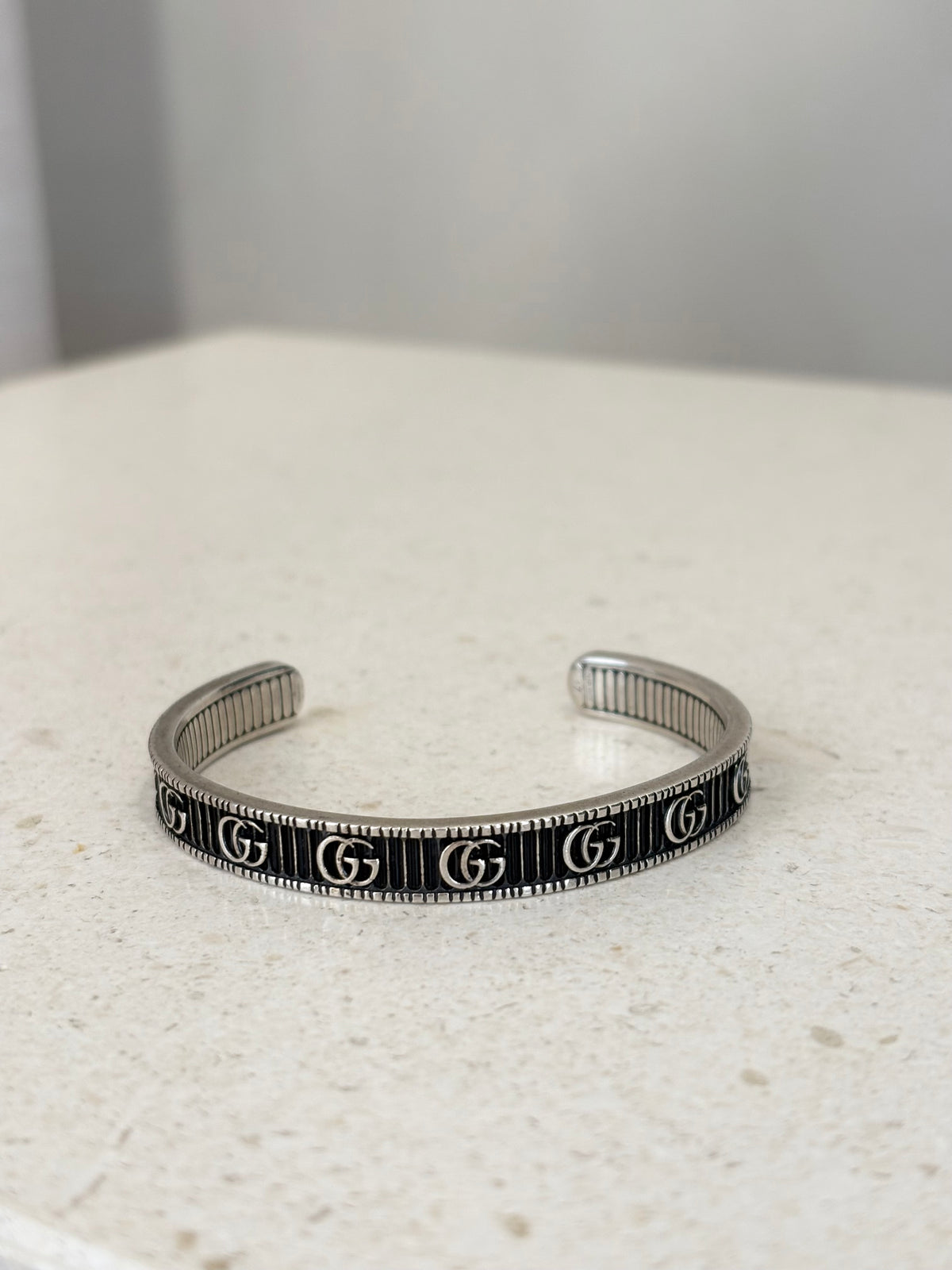 Gucci GG Silver And Black Cuff