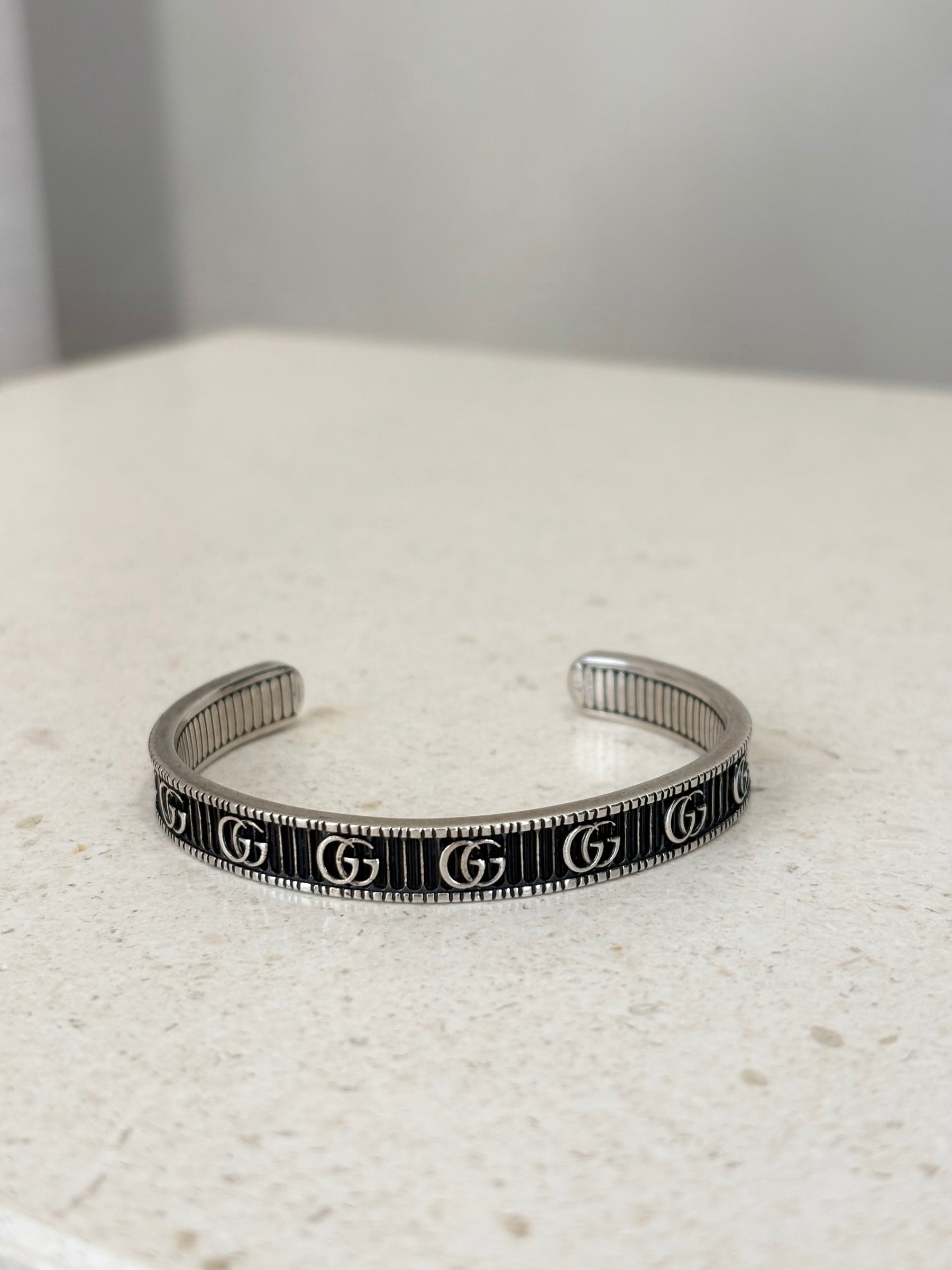 Gucci GG Silver And Black Cuff