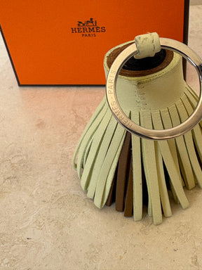 Hermès Yellow Brown and Black Leather Tassel Key Ring
