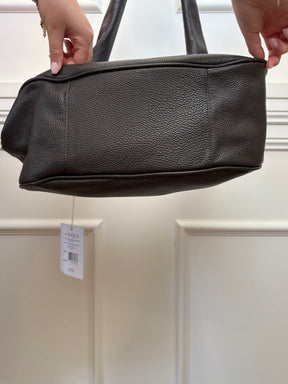 A-ESQUE Brown Grained Leather Crossbody Slouch Bag