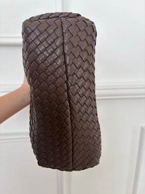 Rylan Brown Faux Leather Woven Shoulder Bag