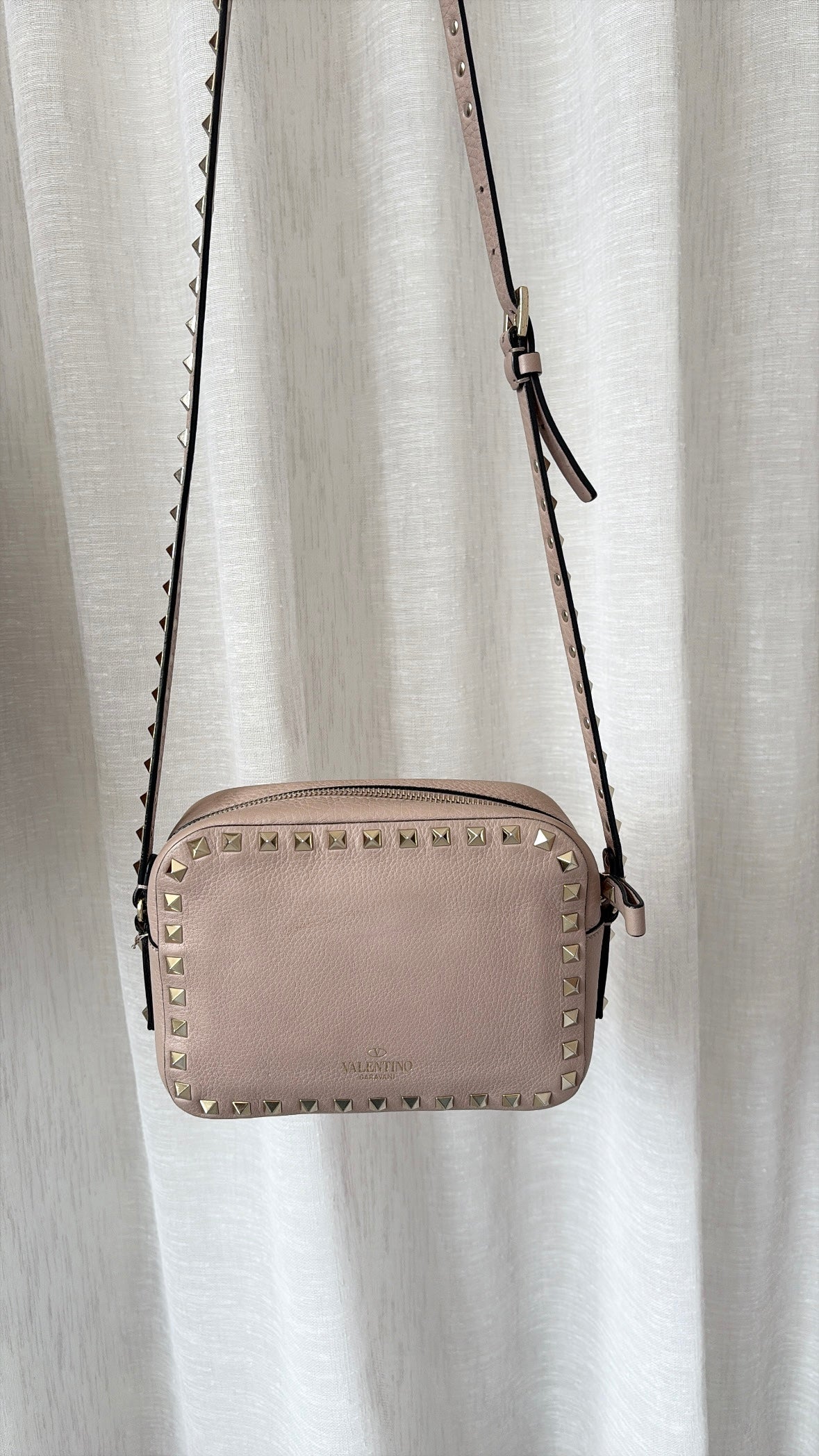 Valentino Garavani Dark Beige Rockstud Camera Bag