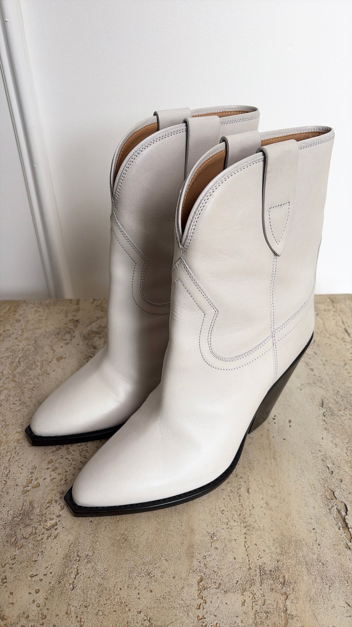 Isabel Marant Chalk Leather Cowboy Boot, 41