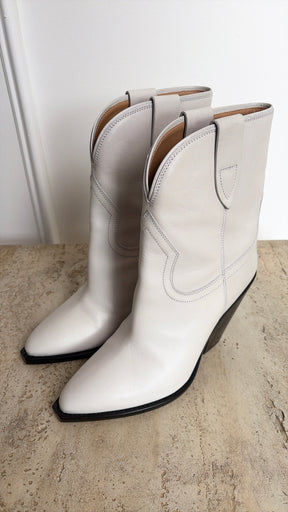 Isabel Marant Chalk Leather Cowboy Boot, 41