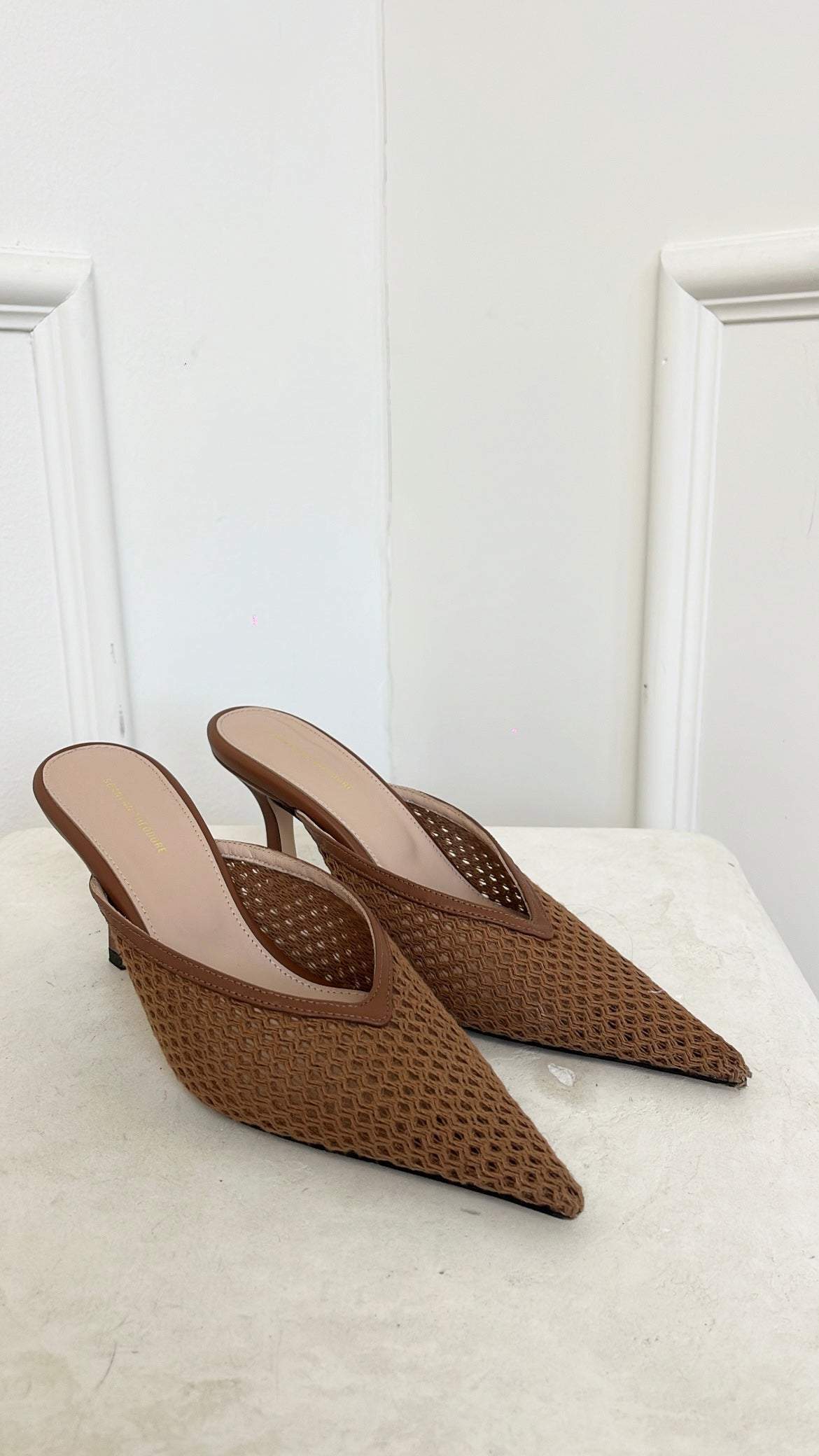 Scanlan Theodore Tan Woven Pointed Mules, 38