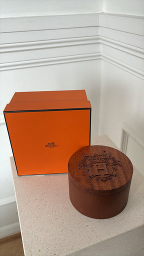 Hermès Ex-Libris Twilly Box Boite Ronde Mahogany Wood