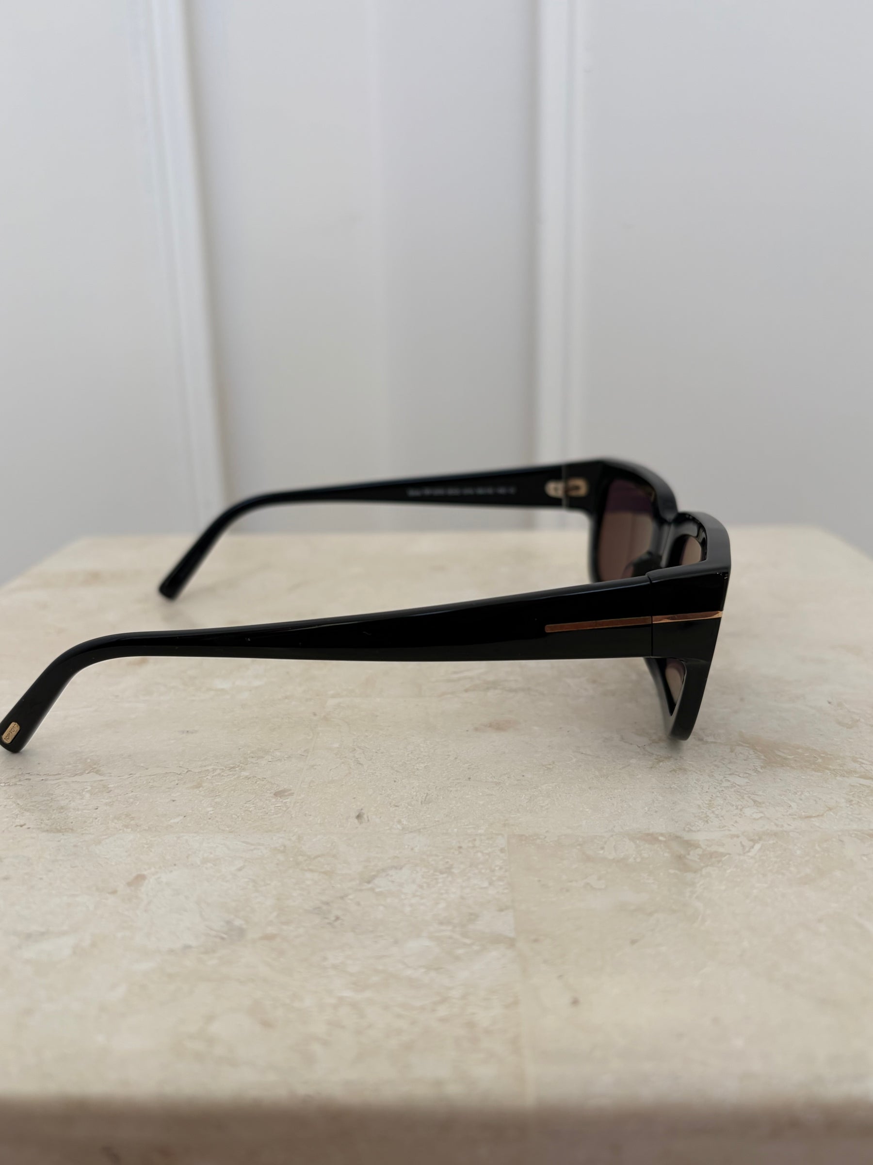 Tom Ford Black Rectangular Acetate Ezra Sunglasses